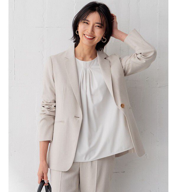 23区「【セットアップ対応】アイアスマットストレッチ テーラード ジャケット」|テーラードジャケット|ベージュ系