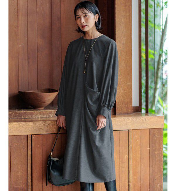 23区「【洗える】TWマットクロス ワンピース」|ワンピース|グレー系