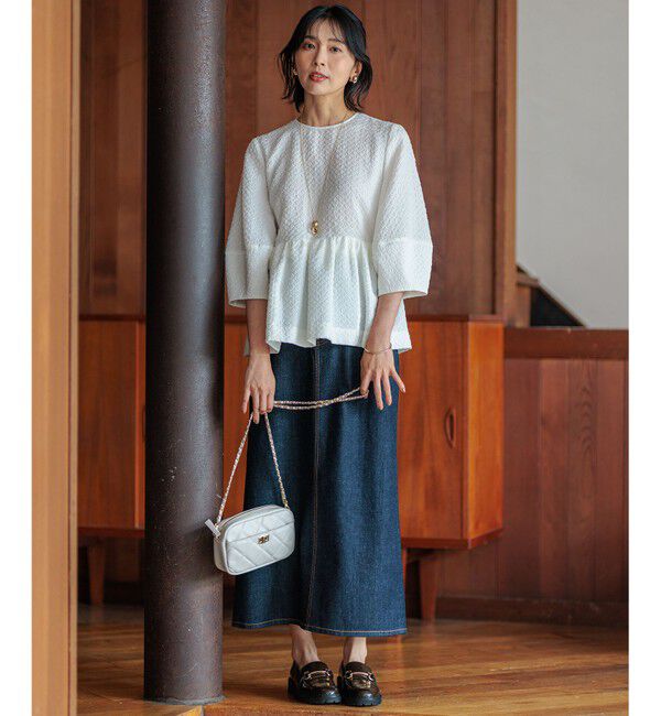 23区「【一部店舗限定/洗える】プレザンスジャカード ペプラム ブラウス」|シャツ・ブラウス|