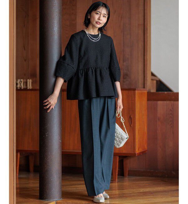 23区「【一部店舗限定/洗える】プレザンスジャカード ペプラム ブラウス」|シャツ・ブラウス|