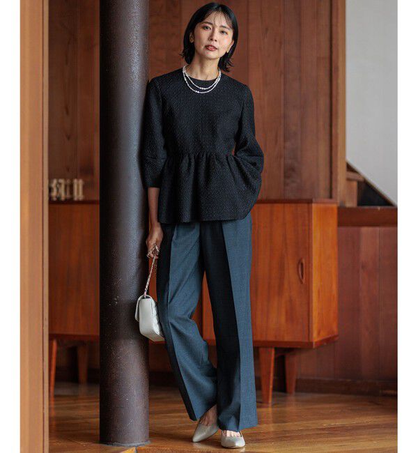 23区「【一部店舗限定/洗える】プレザンスジャカード ペプラム ブラウス」|シャツ・ブラウス|