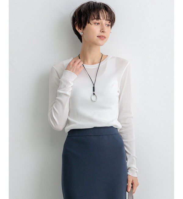 23区「【SLOW/一部店舗限定】シアーリブロンTEE クルーネック カットソー」|Tシャツ・カットソー|ホワイト系