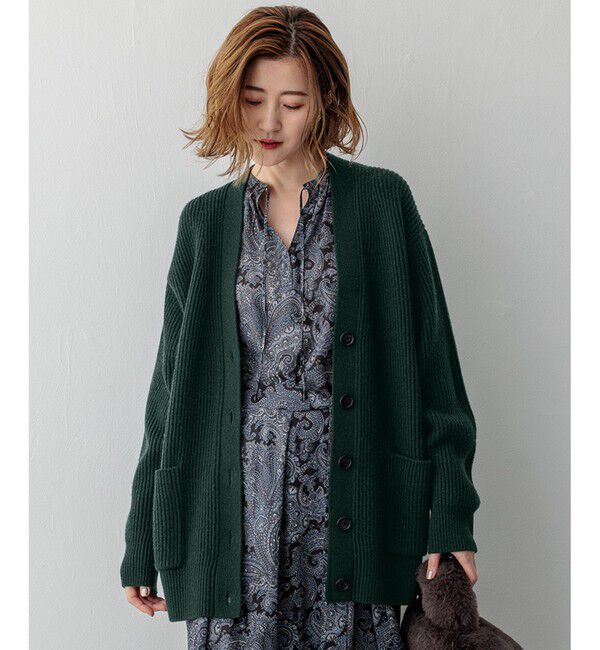 23区「【洗える】カシミヤブレンド ニット カーディガン」|カーディガン|グリーン系