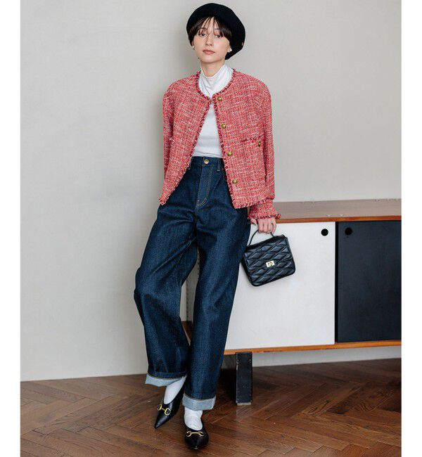 23区「【滝沢眞規子さん着用】GIOLICA ボタン ツイード ジャケット」|ノーカラージャケット|