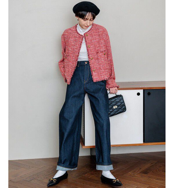 23区「【滝沢眞規子さん着用】GIOLICA ボタン ツイード ジャケット」|ノーカラージャケット|