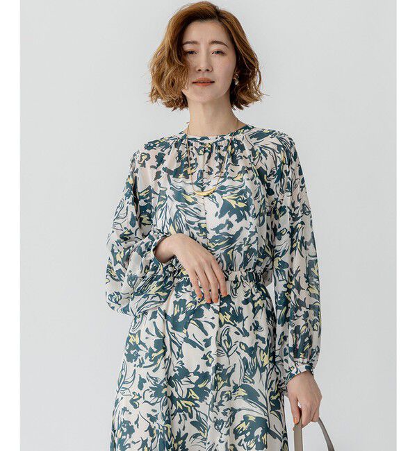 23区「【洗える】ニュアンスフラワー プリント ブラウス」|シャツ・ブラウス|ﾀﾞｰｸｸﾞ