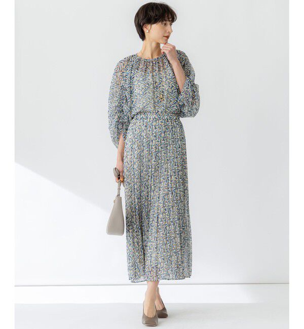 23区「【洗える】シアーヘリンボーンプリント ブラウス」|シャツ・ブラウス|