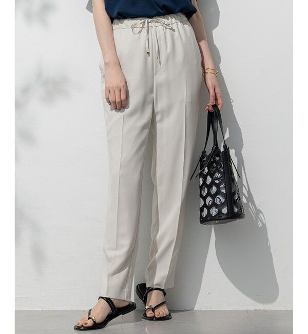 23区「【Oggi7月号掲載/吸水速乾/接触冷感/UVカット】ストレッチジョーゼット テーパード パンツ」|その他|ベージュ系