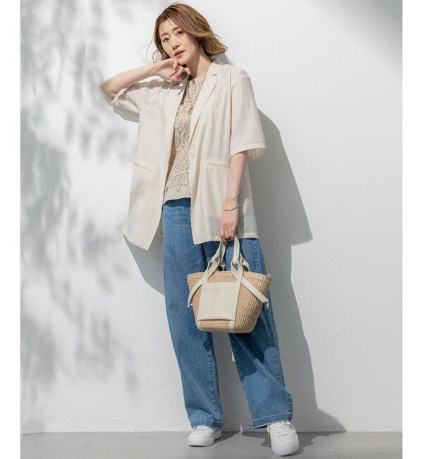 23区「【Oggi6月号掲載/速乾性/接触冷感】シアータンブラー ハーフスリーブ ジャケット」|テーラードジャケット|