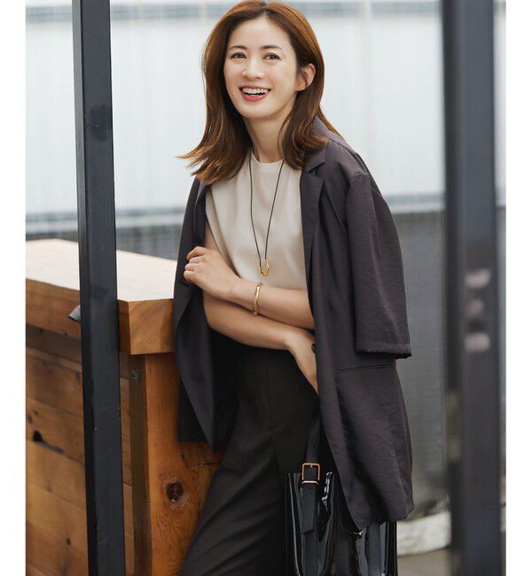 23区「【Oggi6月号掲載/速乾性/接触冷感】シアータンブラー ハーフスリーブ ジャケット」|テーラードジャケット|ﾀﾞｰｸﾌﾞ