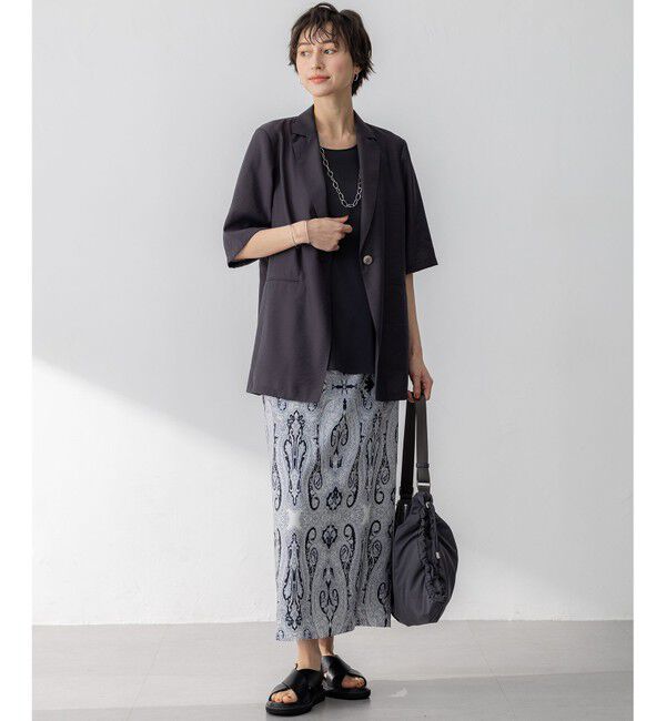 23区「【Oggi6月号掲載/速乾性/接触冷感】シアータンブラー ハーフスリーブ ジャケット」|テーラードジャケット|