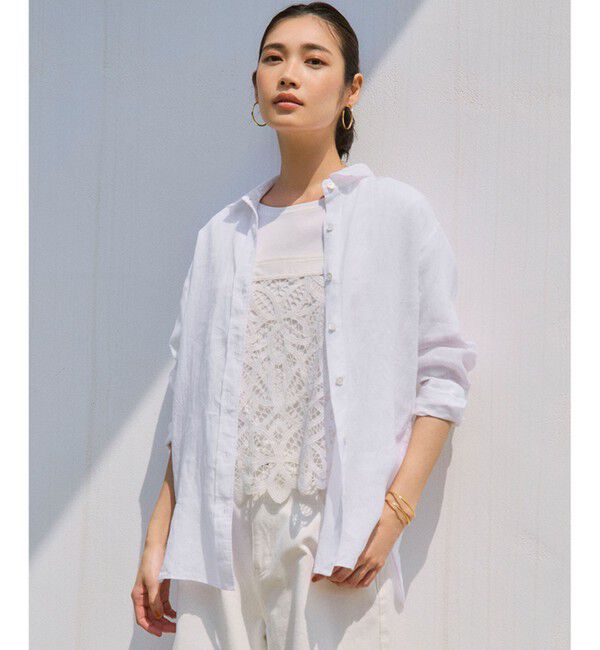 23区「LIBECO ベーシック シャツ」|シャツ・ブラウス|ホワイト