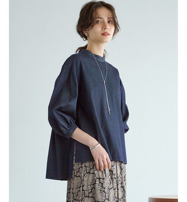 23区「【SLOW/一部店舗限定】ライトオンス デニム バックリボン ブラウス」|シャツ・ブラウス|インディゴ系