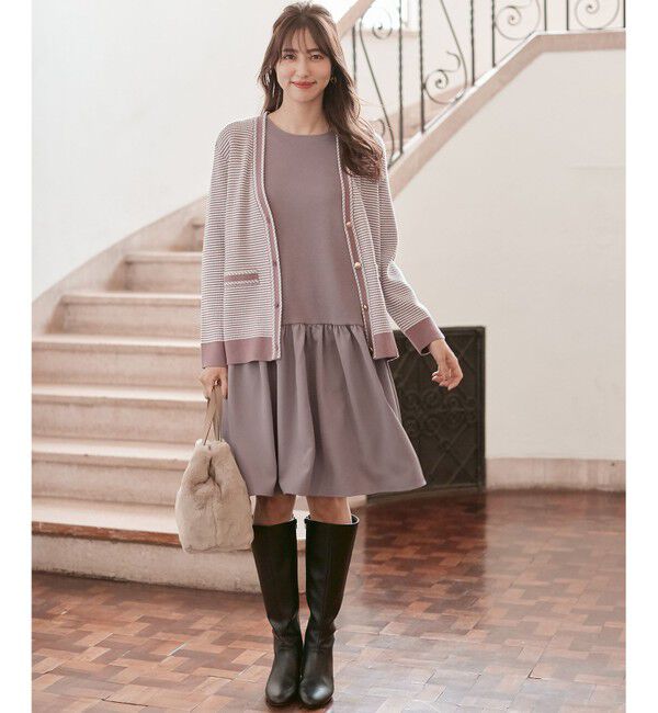 ANY SIS「【美人百花11月号掲載】クラシカルカーデ&times;ミディワンピ セット」|スーツ|