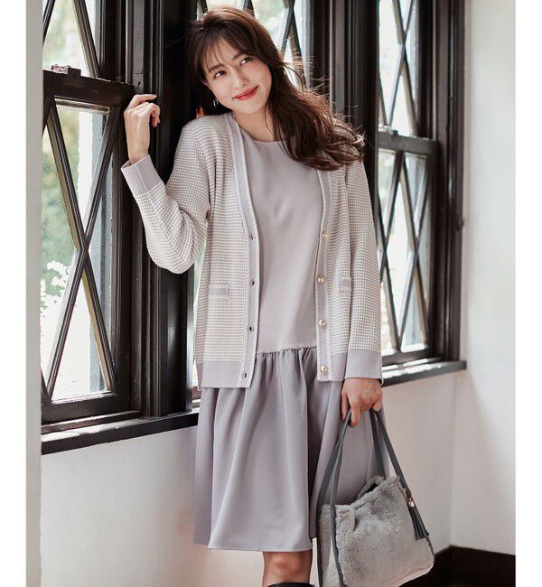 ANY SIS「【美人百花11月号掲載】クラシカルカーデ&times;ミディワンピ セット」|スーツ|ﾛｲﾔﾙﾗﾍ