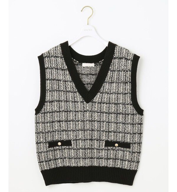 any SiS「【洗える】ツイードニット ベスト」|ベスト・ジレ|