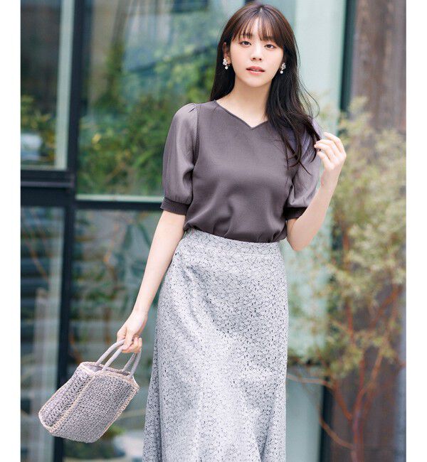 any SiS「【洗える】ハートネックファブリックコンビ ニット」|ニット・セーター|