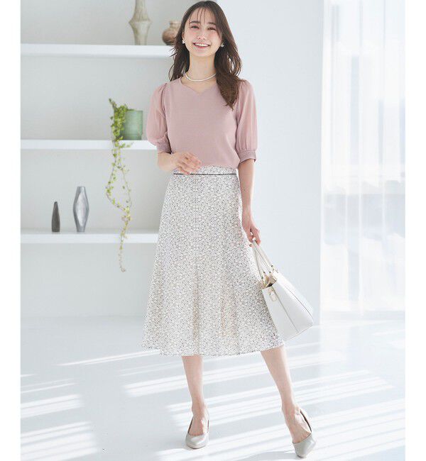 any SiS「【洗える】ハートネックファブリックコンビ ニット」|ニット・セーター|