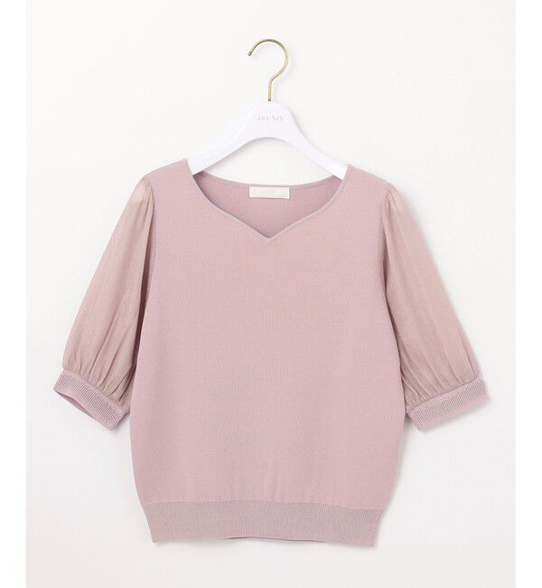 any SiS「【洗える】ハートネックファブリックコンビ ニット」|ニット・セーター|