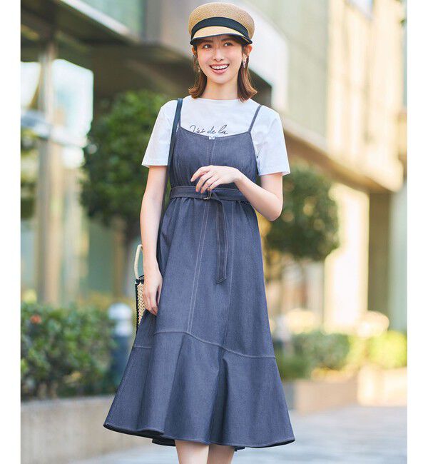 any SiS「【洗える】ライトデニムライクシャンブレー キャミワンピ」|ワンピース|シャンブレー