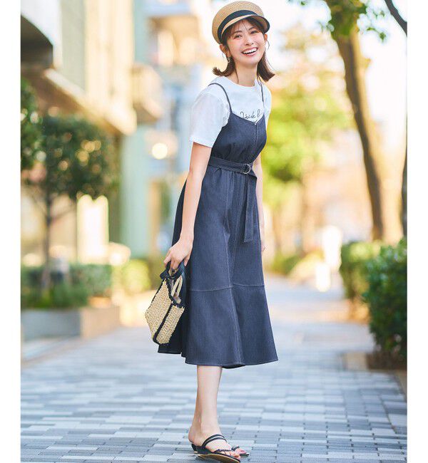 any SiS「【洗える】ライトデニムライクシャンブレー キャミワンピ」|ワンピース|