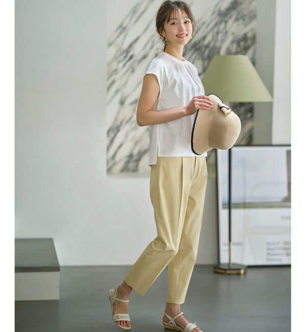 ANY SIS「【UVカット・接触冷感・撥水・汗ジミ防止】プレーティングジャージー フレンチスリーブ カットソー」|Tシャツ・カットソー|