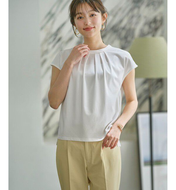 ANY SIS「【UVカット・接触冷感・撥水・汗ジミ防止】プレーティングジャージー フレンチスリーブ カットソー」|Tシャツ・カットソー|