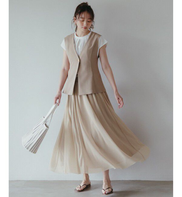 ANY SIS「【UVカット・接触冷感・撥水・汗ジミ防止】プレーティングジャージー フレンチスリーブ カットソー」|Tシャツ・カットソー|