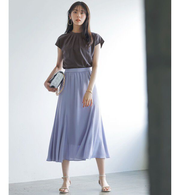 ANY SIS「【UVカット・接触冷感・撥水・汗ジミ防止】プレーティングジャージー フレンチスリーブ カットソー」|Tシャツ・カットソー|