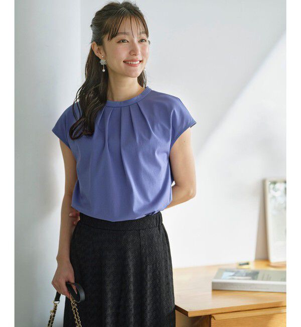 ANY SIS「【UVカット・接触冷感・撥水・汗ジミ防止】プレーティングジャージー フレンチスリーブ カットソー」|Tシャツ・カットソー|