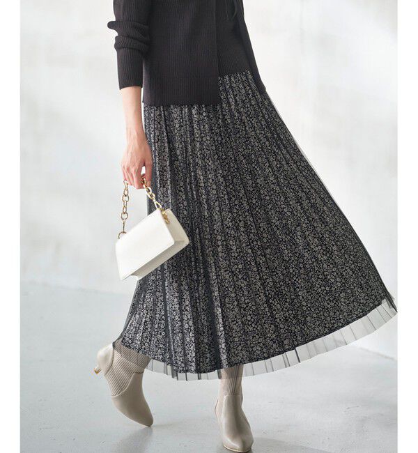 any SiS「【洗える】チュールレイヤードプリーツ スカート」|スカート|ブラック