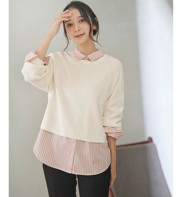 ANY SIS「【BAILA12月号掲載・貴島明日香さんコラボ】ニットレイヤード シャツ ツインセット」|ニット・セーター|ｱｲﾎﾞﾘｰ&times;