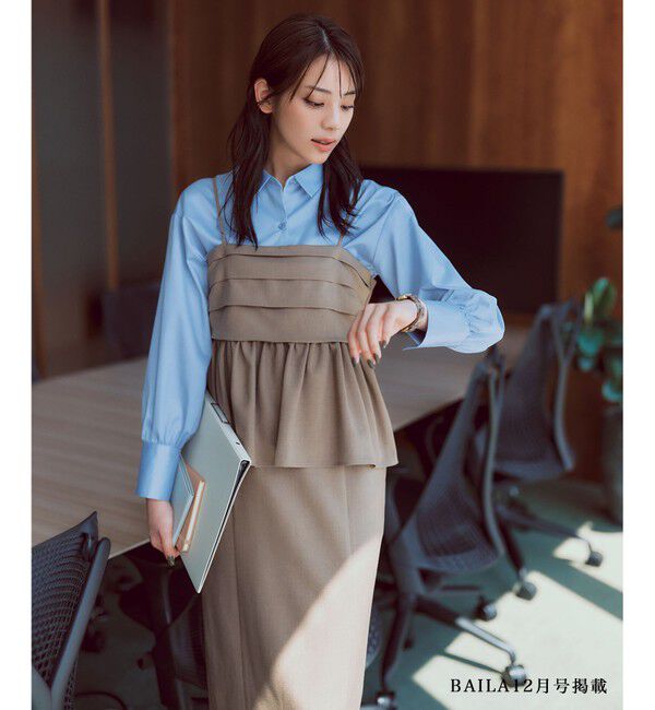 ANY SIS「【BAILA12月号掲載・貴島明日香さんコラボ】ニットレイヤード シャツ ツインセット」|ニット・セーター|