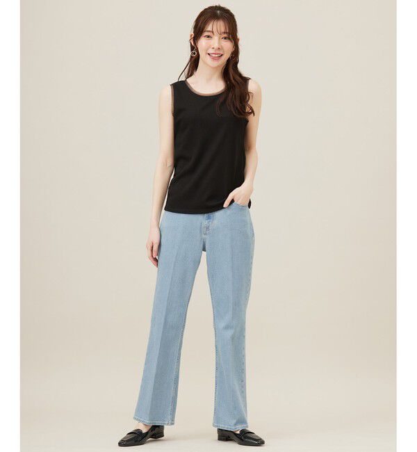 ANY SIS「【洗える】チュールコンビラメ タンクトップ」|タンクトップ|