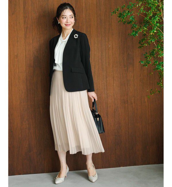 ANY SIS「セレモニーダブルクロス カラーレス ジャケット」|ノーカラージャケット|