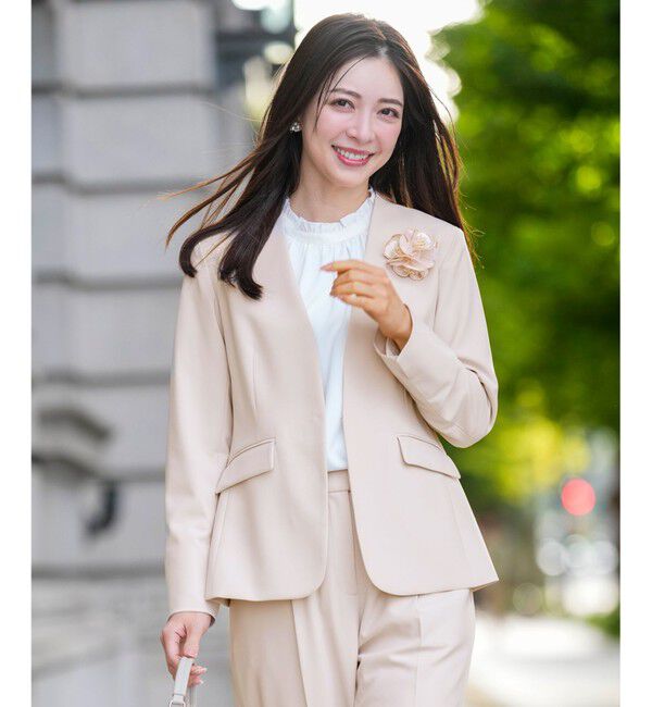 ANY SIS「セレモニーダブルクロス カラーレス ジャケット」|ノーカラージャケット|