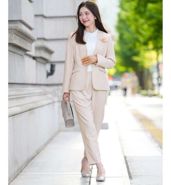 ANY SIS「セレモニーダブルクロス カラーレス ジャケット」|ノーカラージャケット|