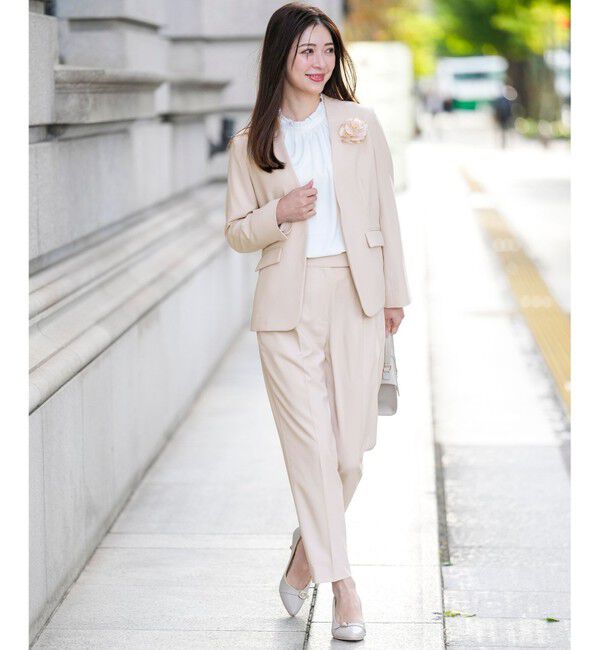 ANY SIS「セレモニーダブルクロス カラーレス ジャケット」|ノーカラージャケット|