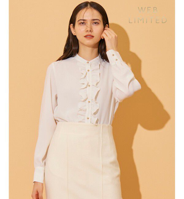BEIGE,「【WEB限定】STOW / フリルブラウス」|シャツ・ブラウス|Ecru