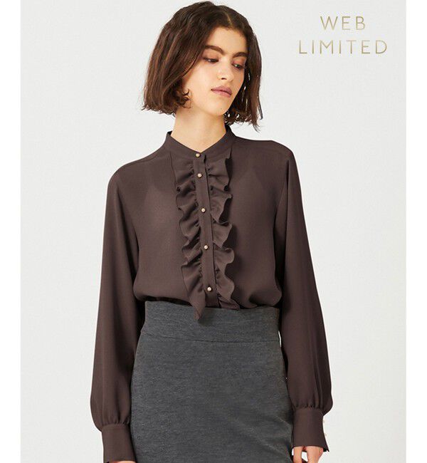 BEIGE,「【WEB限定】STOW / フリルブラウス」|シャツ・ブラウス|Brown