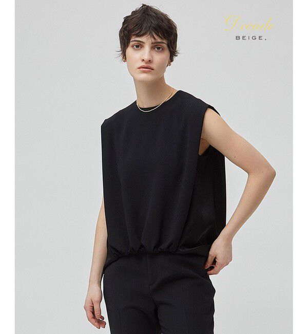 BEIGE,「【洗える】CINDY / ノースリーブブラウス」|シャツ・ブラウス|Black
