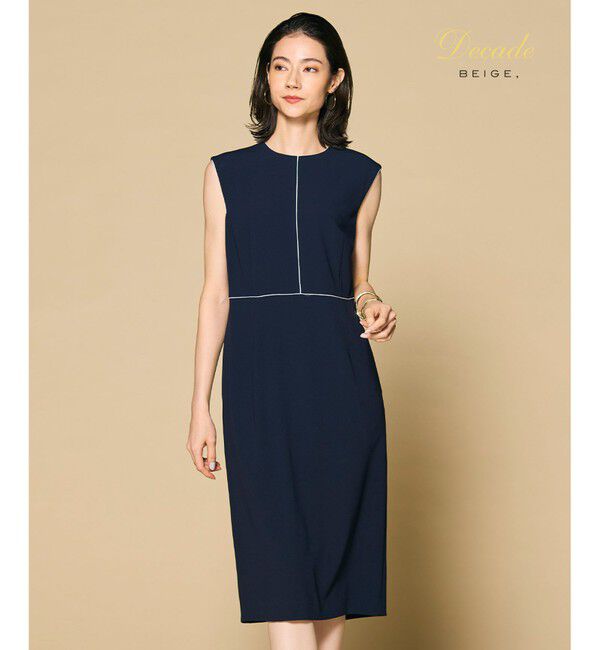 BEIGE,「CINDY / クルーネックドレス」|ワンピース|Navy x White