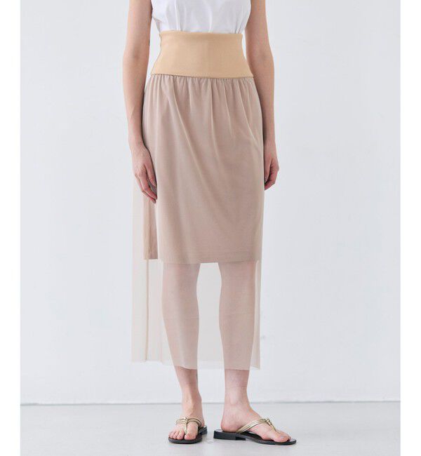 BEIGE,「【洗える】TAMARIX / ストレッチチュールIラインスカート」|スカート|Beige