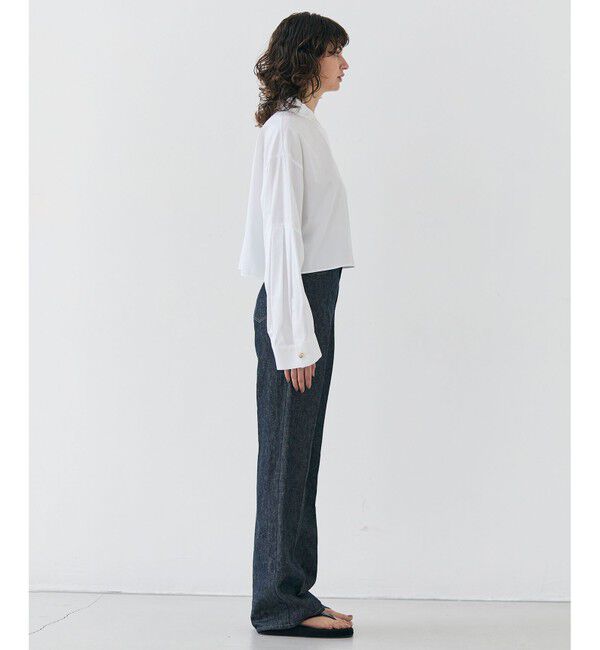 BEIGE,「【洗える】MAGNOLIA / ゴールド釦コットンショート丈ブラウス」|シャツ・ブラウス|