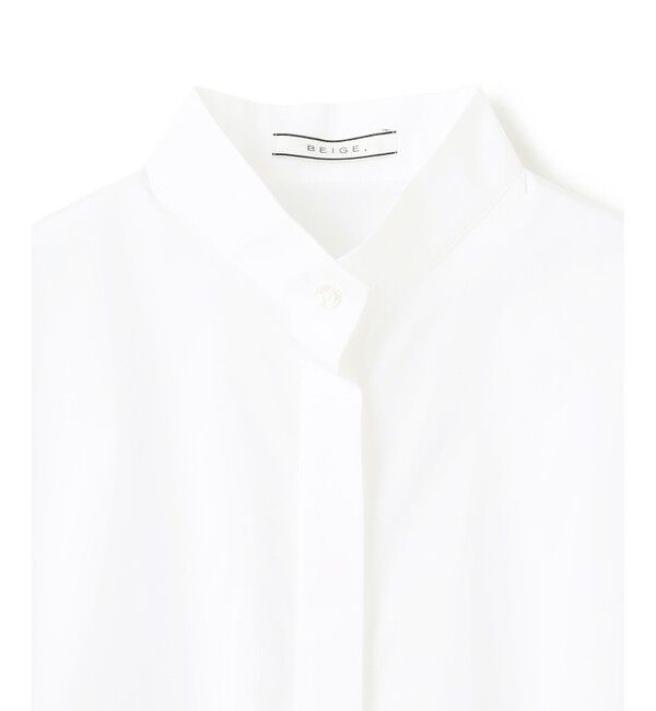 BEIGE,「【洗える】MAGNOLIA / ゴールド釦コットンショート丈ブラウス」|シャツ・ブラウス|