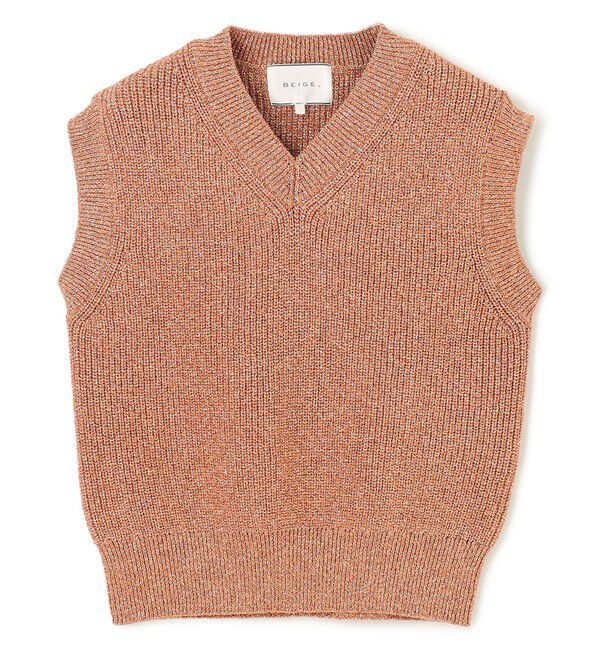 BEIGE,「【洗える・eclat 5月号掲載】VANDA / ラメ入りVネックノースリーブニット」|ニット・セーター|