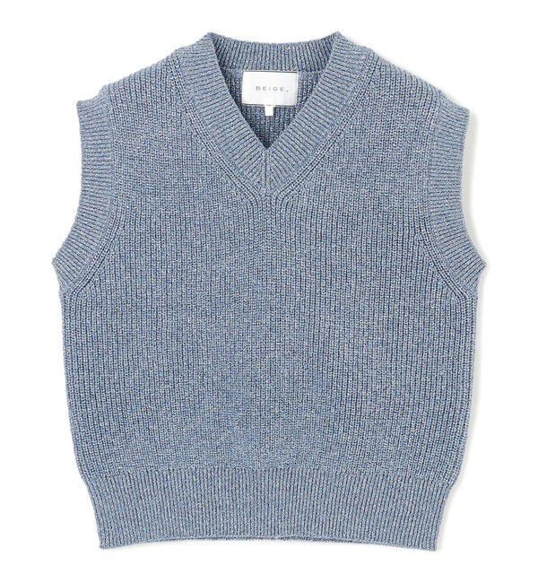 BEIGE,「【洗える・eclat 5月号掲載】VANDA / ラメ入りVネックノースリーブニット」|ニット・セーター|