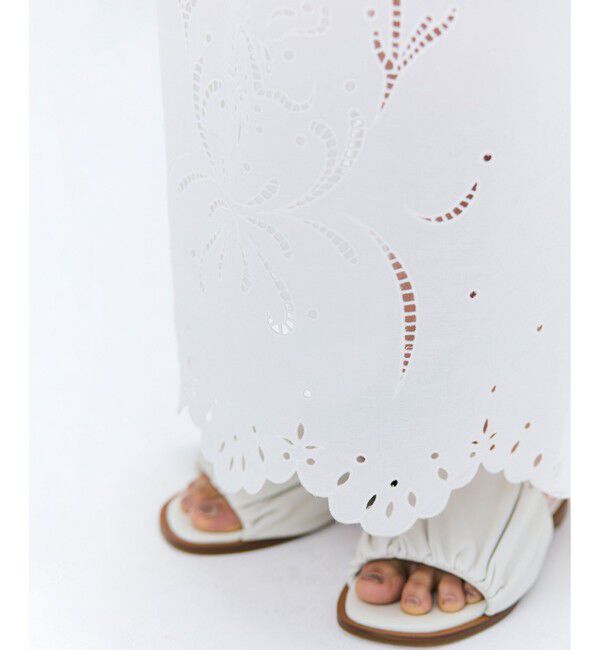 BEIGE,「【洗える】GALLERIA / コットンエンブロイダリーIラインスカート」|スカート|