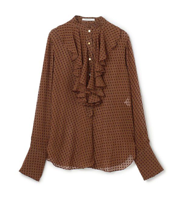 BEIGE,「CALLERRY / シルク混ドットラッフルブラウス」|シャツ・ブラウス|