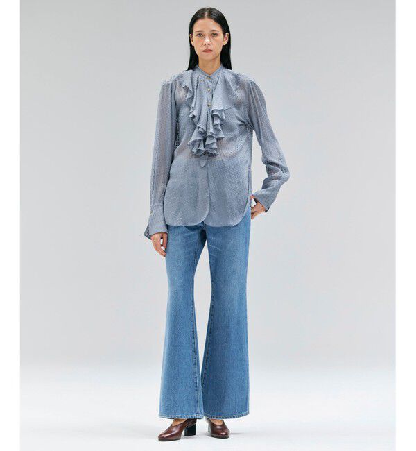 BEIGE,「CALLERRY / シルク混ドットラッフルブラウス」|シャツ・ブラウス|